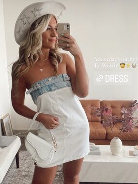 Zara White Mini Denim Dress